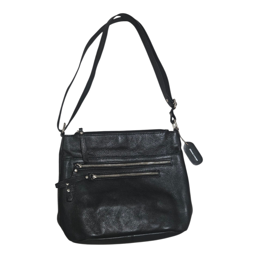 Great American Leatherworks Black PEBBLE Leather Crossbody Bag Purse Medium Sz